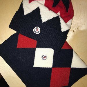 Moncler Tricolor Winter Hat & Scarf